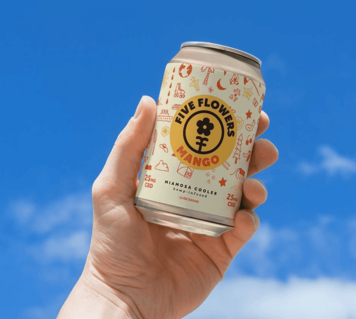 Five Flowers CBD Seltzer 25 mg Miamosa Chiller - SourceCBDOil