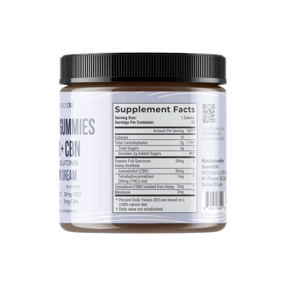 SourceCBD Sleep Gummies Supplement Facts