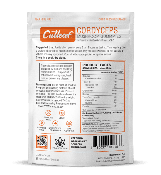 cutleaf - Cutleaf Cordyceps Mango Mushroom CBD Gummies - Shop Coastal Hemp Co