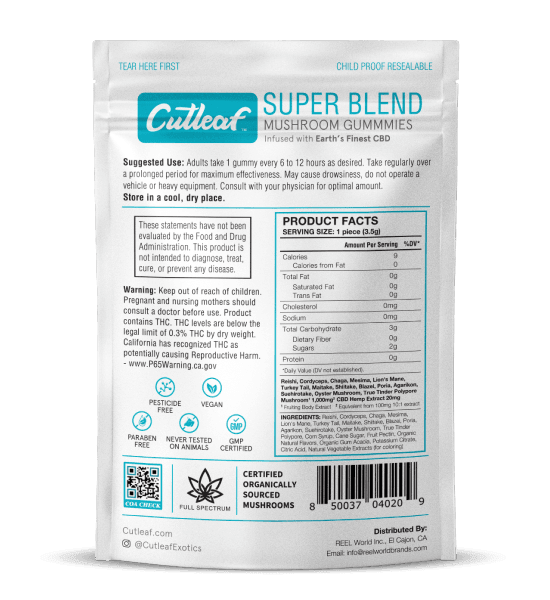 cutleaf - Cutleaf Super Blend Mixed Berry Mushroom CBD Gummies - Shop Coastal Hemp Co